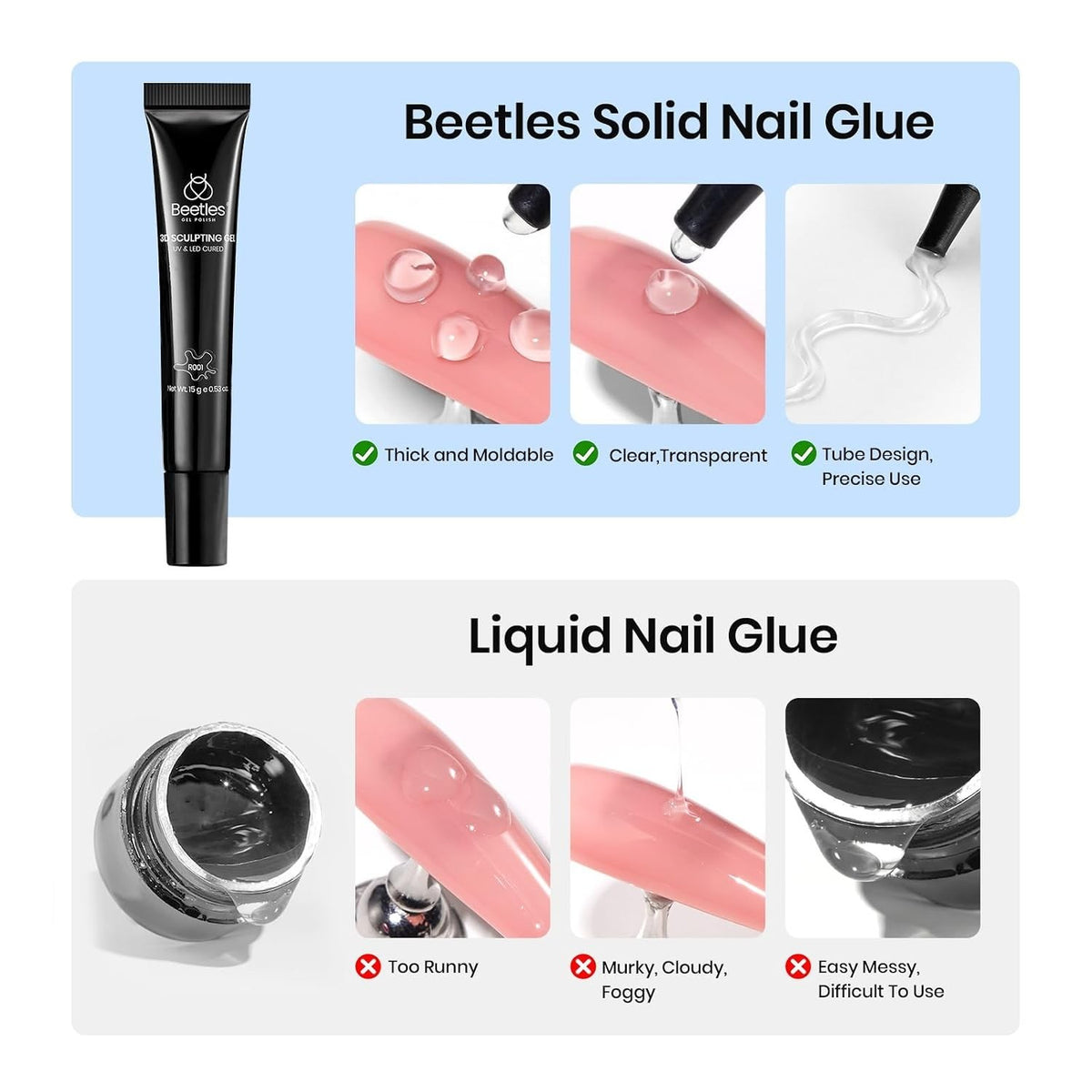 3D Gel Nail Art Kit No Wipe Sculpting Gel for DIY & Salon, 15g