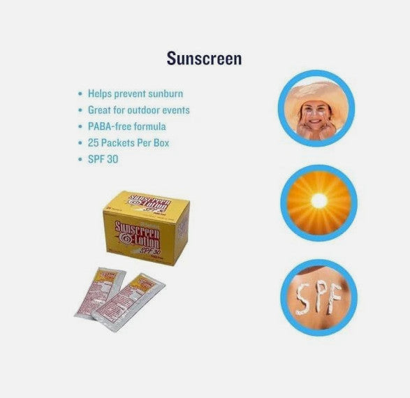 SPF 30 Sunscreen Lotion Packets for Sensitive Skin - 25 Single-Use Foil Packets