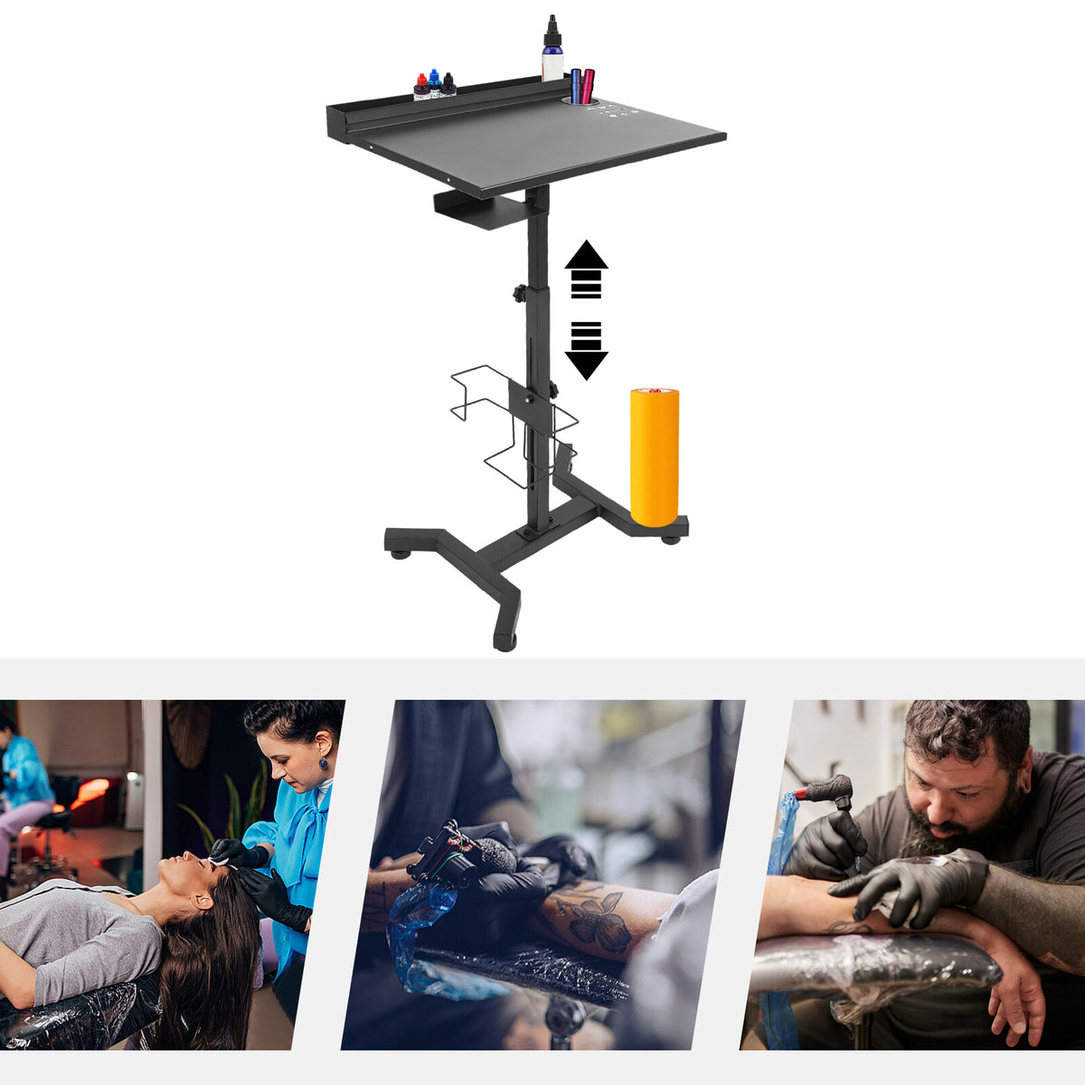 Height Adjustable Portable Salon Table Cart – Mobile Tattoo Work Table