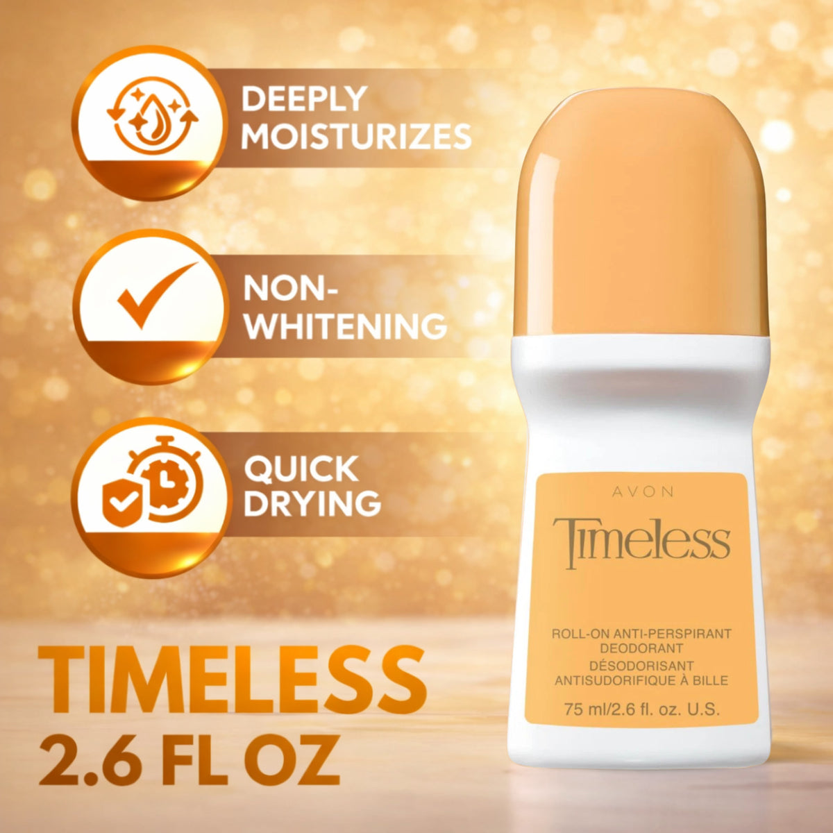 Avon Timeless Roll-On Antiperspirant Deodorant 8 Pack - 2.6 fl oz Each