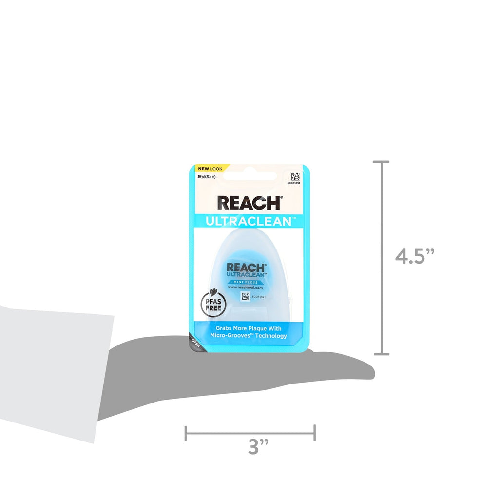 Waxed Dental Floss Pack of 6 - Micro-Grooves, Mint Flavor, 15 Feet