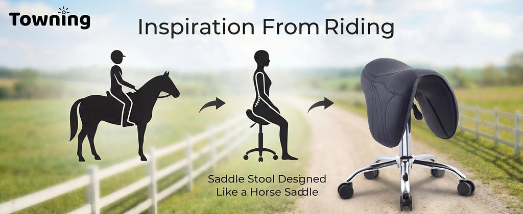 Adjustable Saddle Stool with Wheels for Salon Hair Stylist & Spa