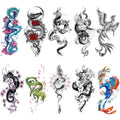 10 Sheet Realistic Chinese Floral Dragon Temporary Tattoo for Women
