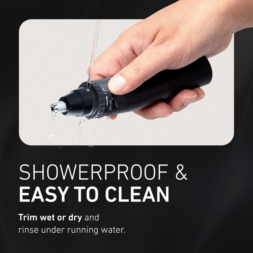 Waterproof Nose Hair Trimmer with Hypoallergenic Blades, Travel-Friendly