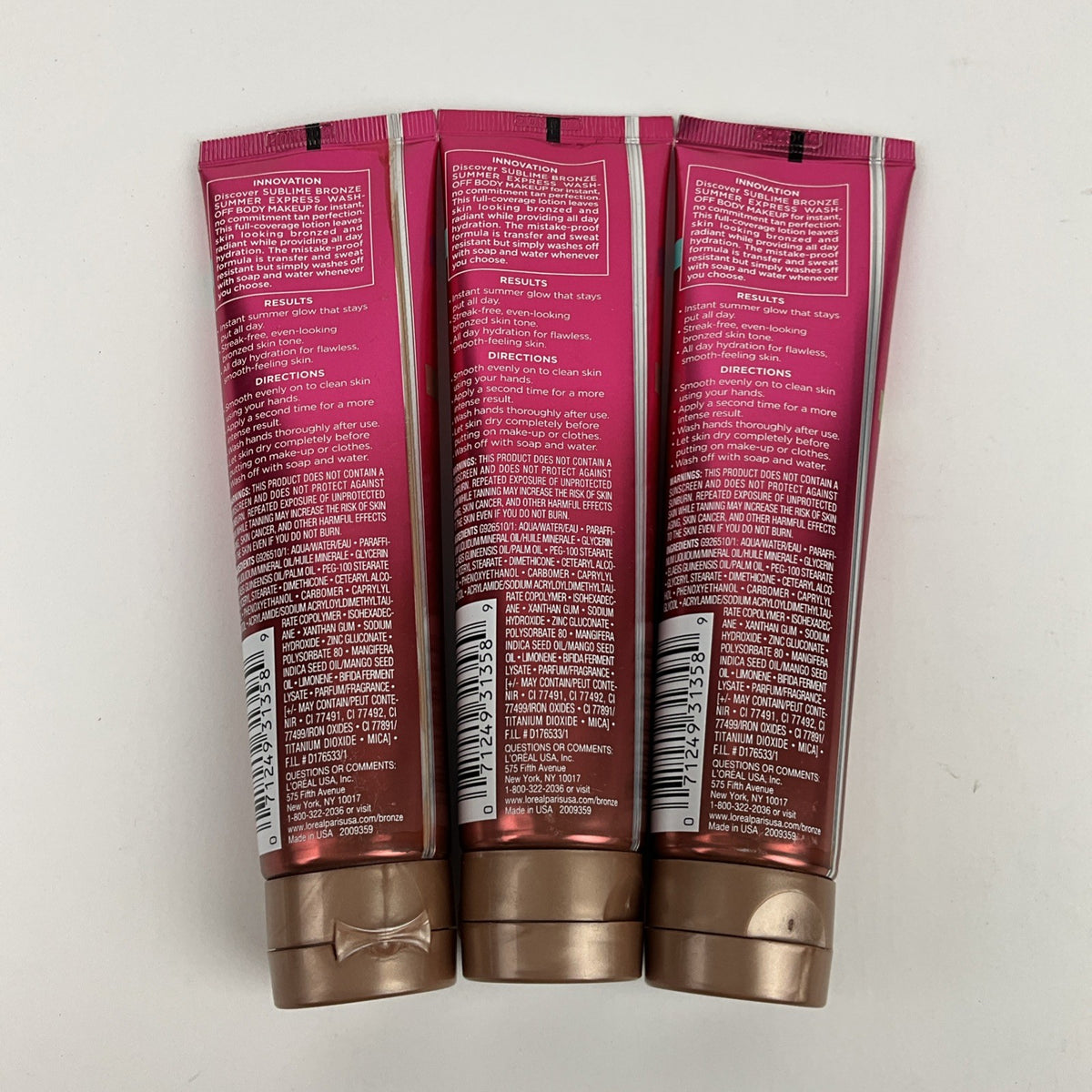 Light Wash-Off Body Makeup Lotion - Summer Bronze Self-Tanning Gel Set of 3