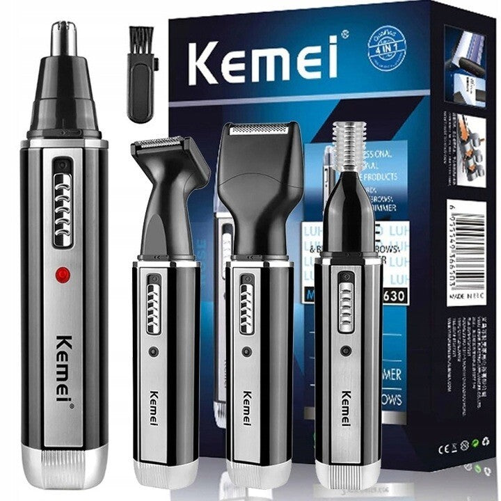 4-in-1 Rechargeable Beard Nose Ear Hair Trimmer Set - Waterproof