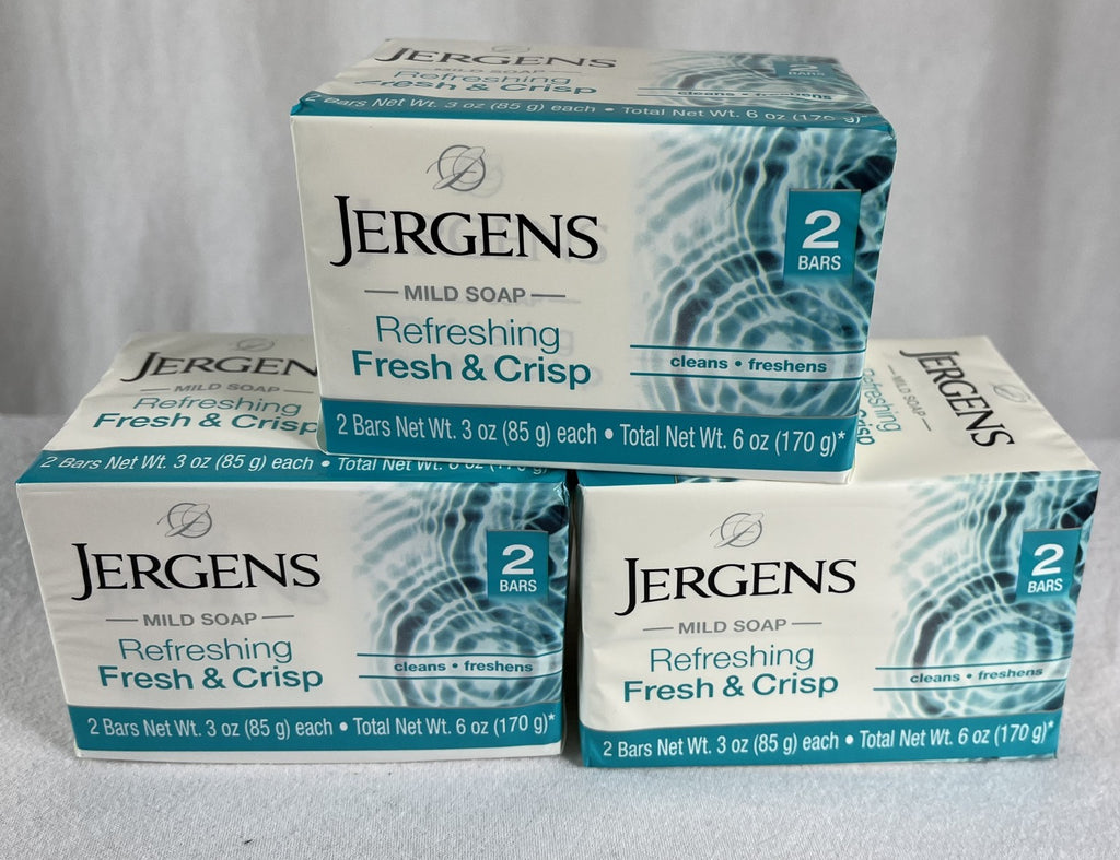 Jergens Refreshing Mild Bar Soap 6 Pack - Fresh & Crisp Scent, 3 Oz Each