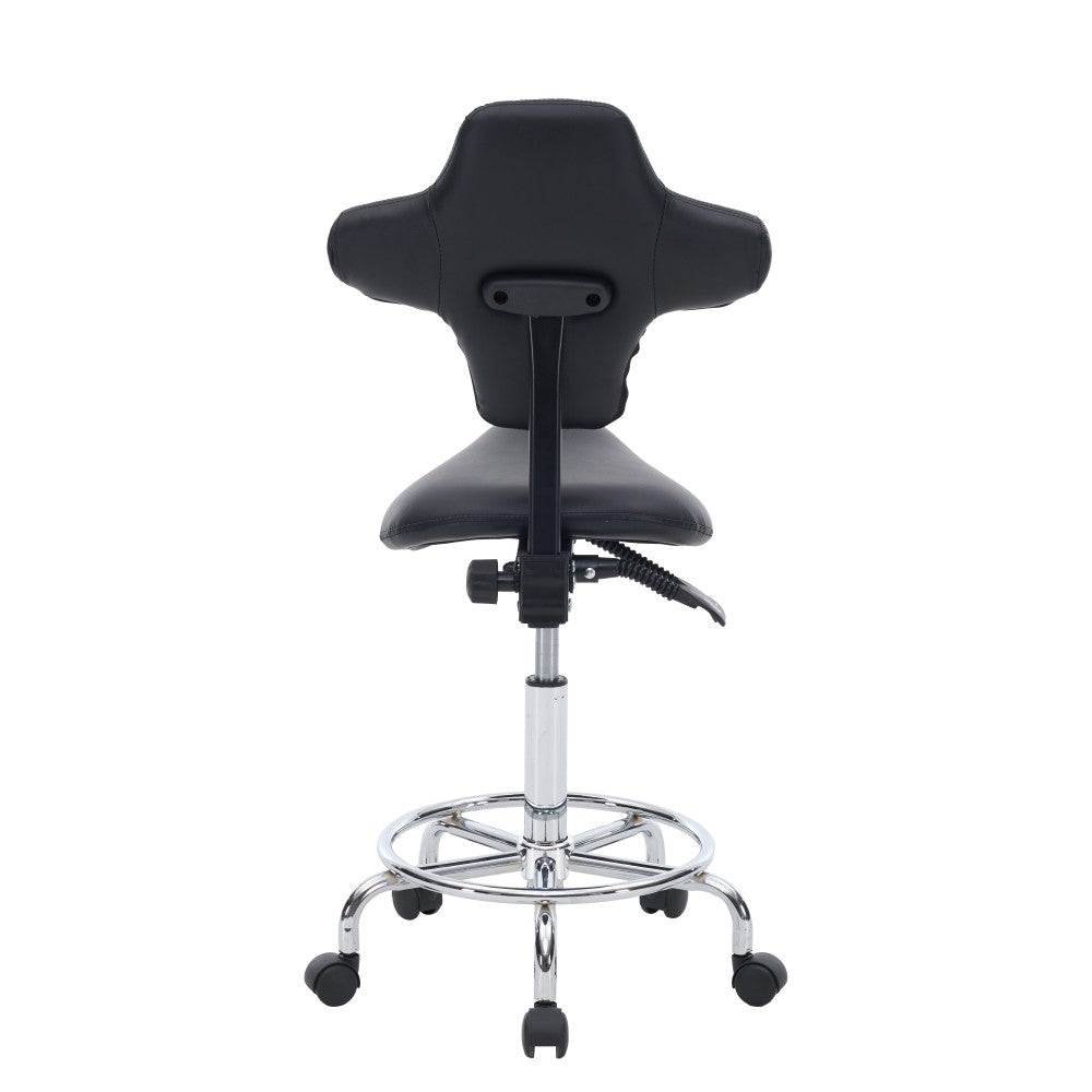 Ergonomic Saddle Stool with Wheels, Adjustable Height, Swivel Seat
