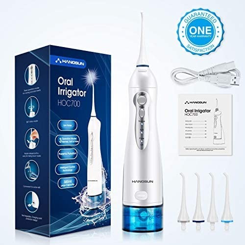 Cordless Water Flosser Oral Irrigator with 8 Tips 300ML Water Tank for Teeth & Gums