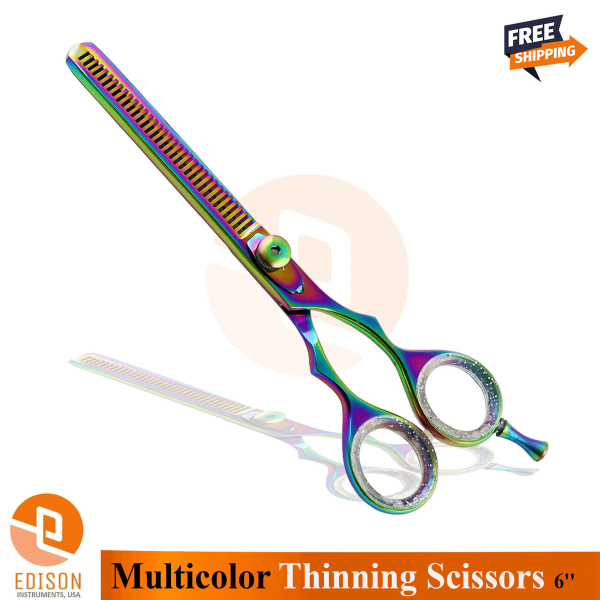 Hair Cutting Scissors Double Thinning Hairdressing Shears 6 Inch Multicolor