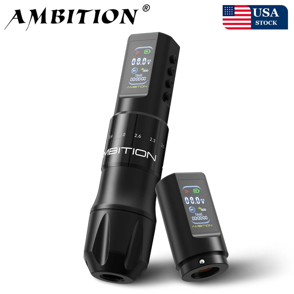 Ambition C2 Wireless Tattoo Machine Pen - 7 Adjustable Stroke, Coreless 1600mAh