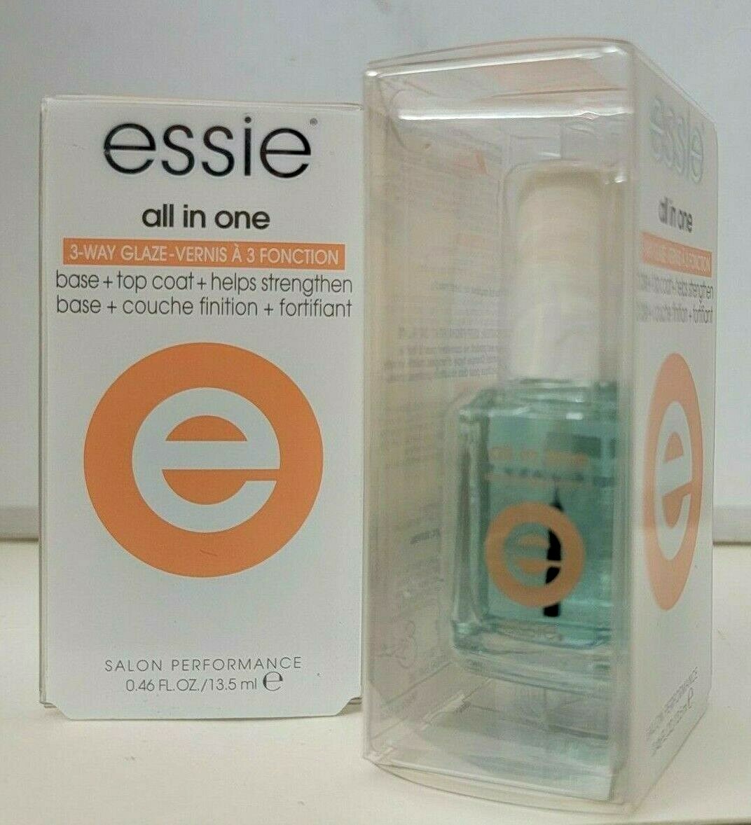 Essie All in One 3-Way Gel Nail Polish Top Coat Base Strengthener 2 Pack