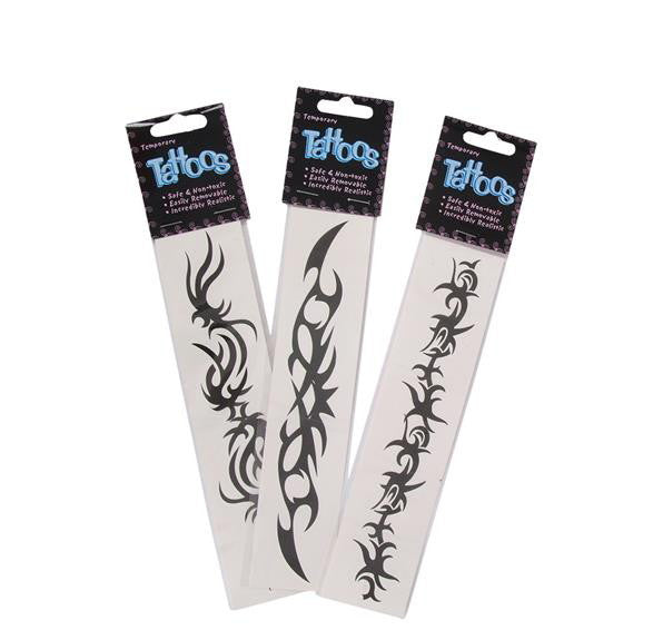 48-Count Armband Temporary Tattoos - 8" Assorted Designs, Individually Wrapped