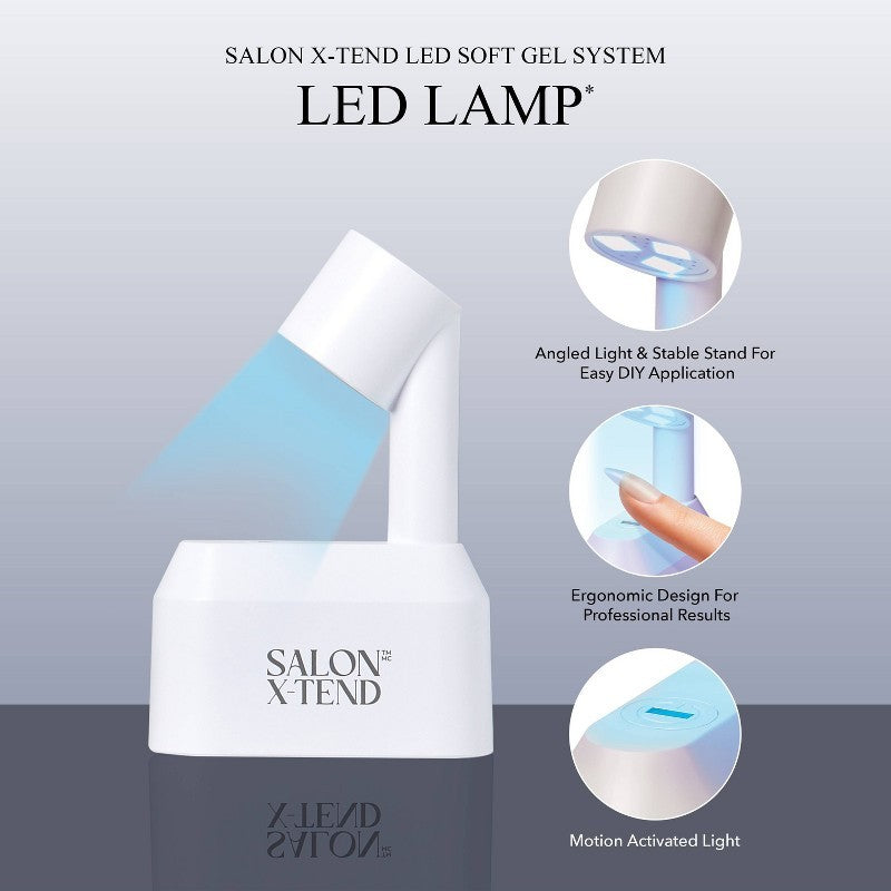 Gel Nail Kit with LED Lamp - Medium Oval Fake Nails, French Style, 34 Pieces