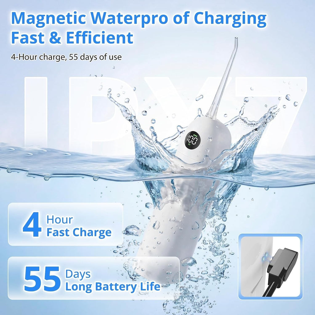 Portable Water Flosser for Teeth with 100 Power Levels, 0-150 PSI Adjustable Pressure, Cordless Dental Oral Care