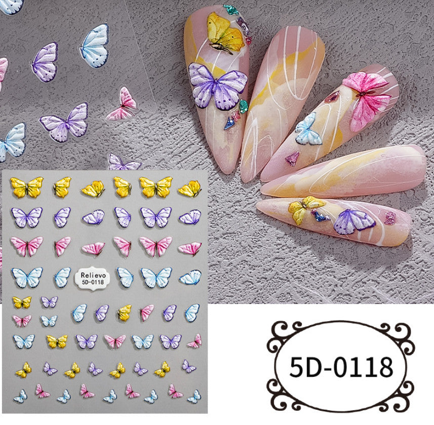 Nail Art Sticker Sheets with Butterfly, Bow, Star, and Fruit Designs - 100% Resin Decals