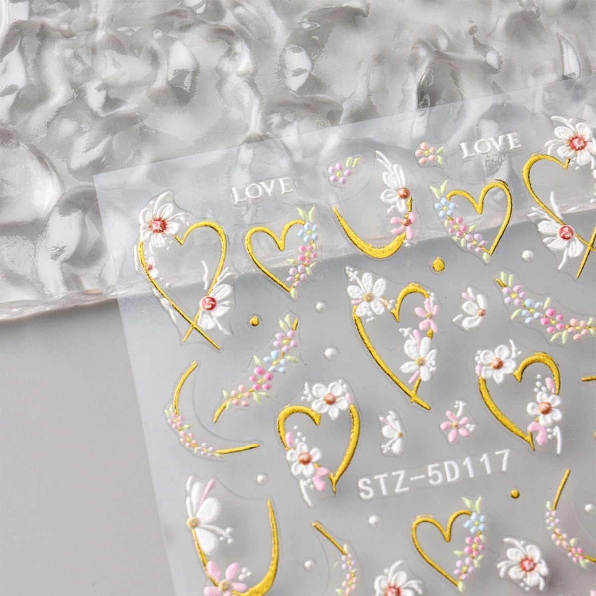 3D Embossed Flower Nail Art Stickers - Self-Adhesive Colorful Decals