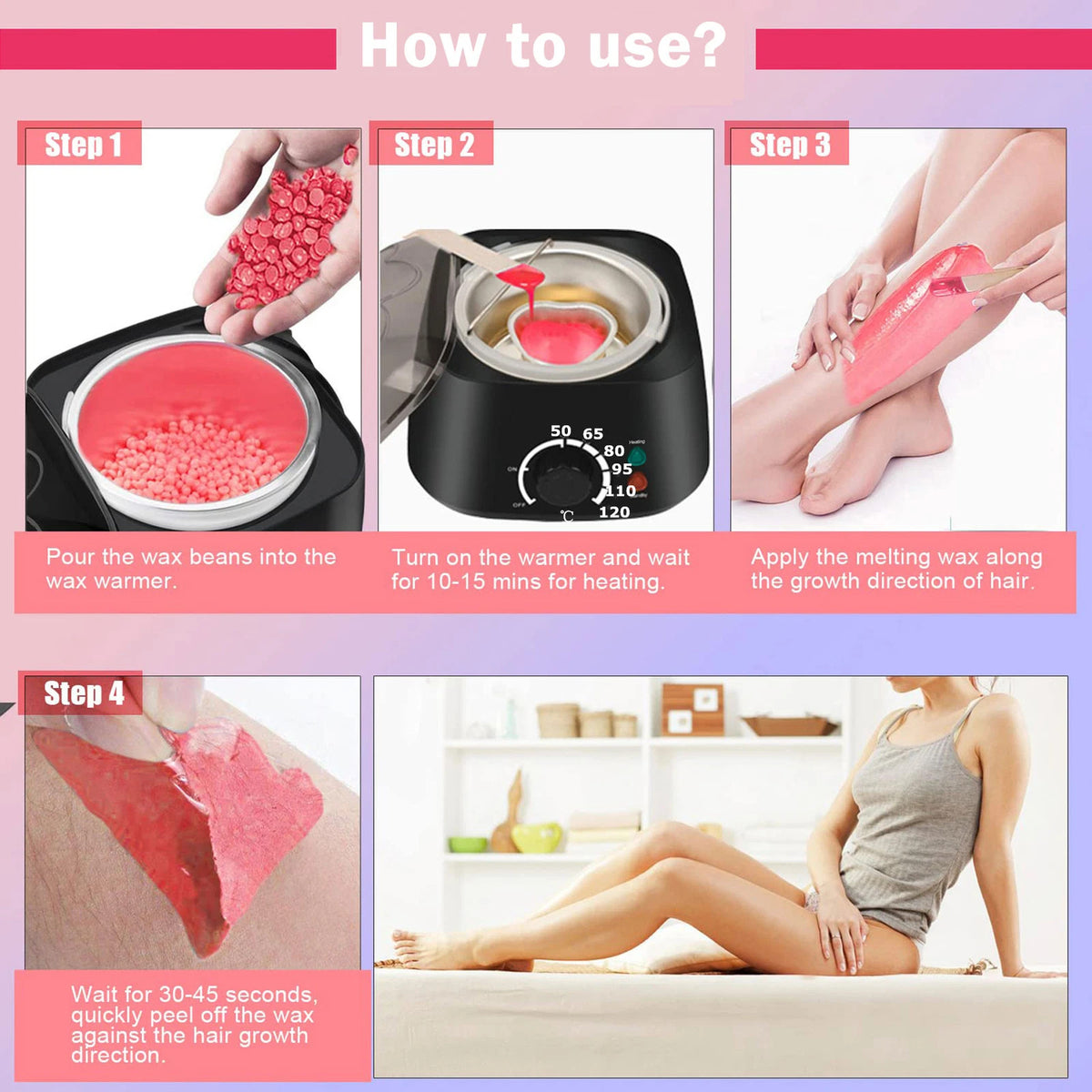 5-Piece Wax Warmer Kit with 500ML Capacity & Hard Wax Beans Set for Hair Removal