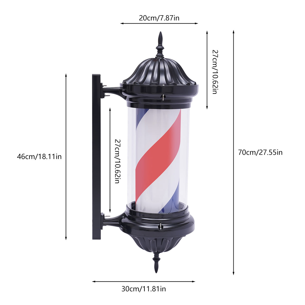 Rotating LED Barber Pole Light for Hair Salon Outdoor Indoor Signage