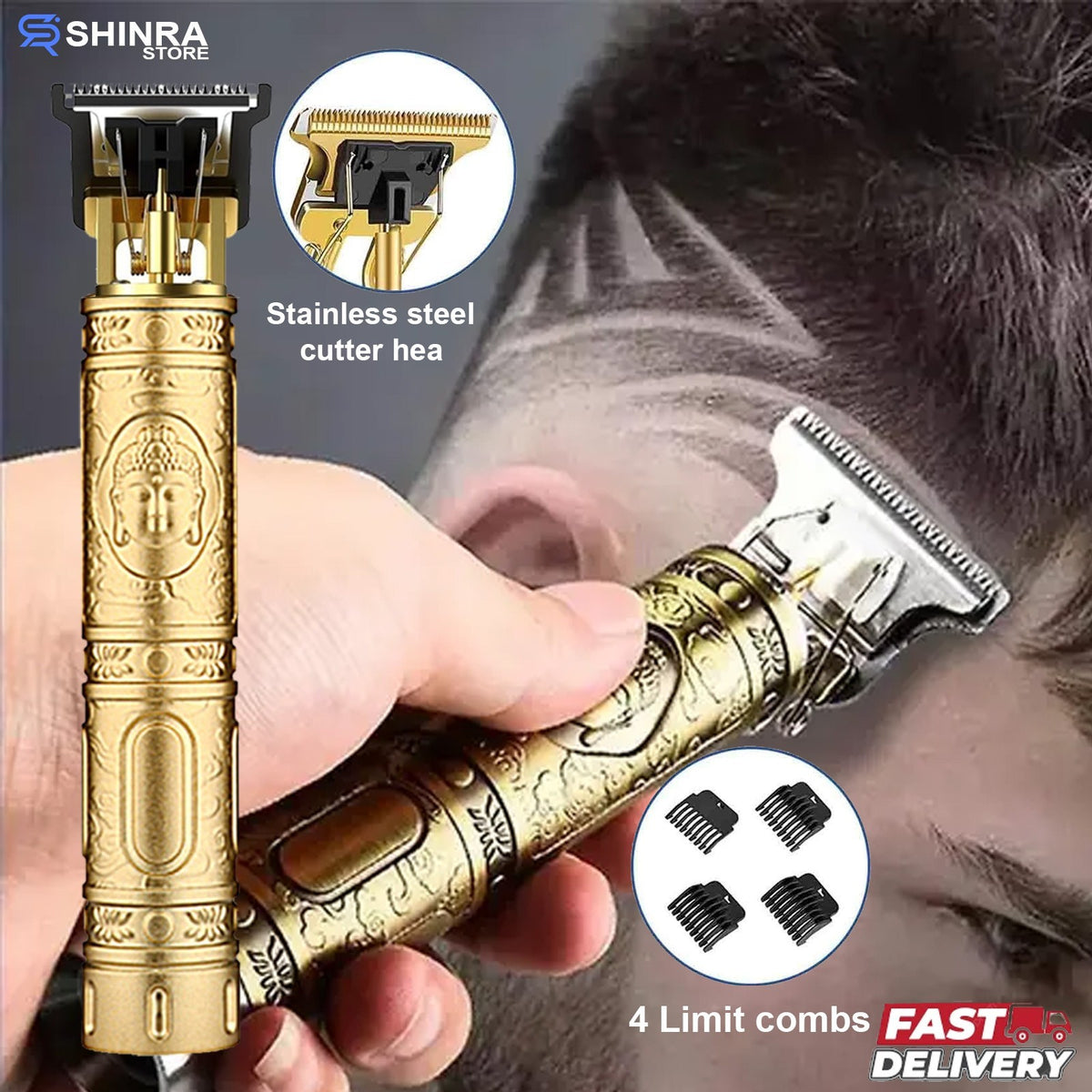 Men's Cordless Hair Trimmer Grooming Kit with Rechargeable Battery and Precision T-Blade