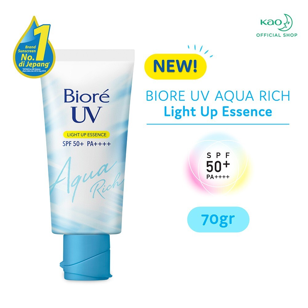 Biore UV Aqua Rich Light Up Essence Sunscreen SPF50+ PA++++ 70g - Japan Made