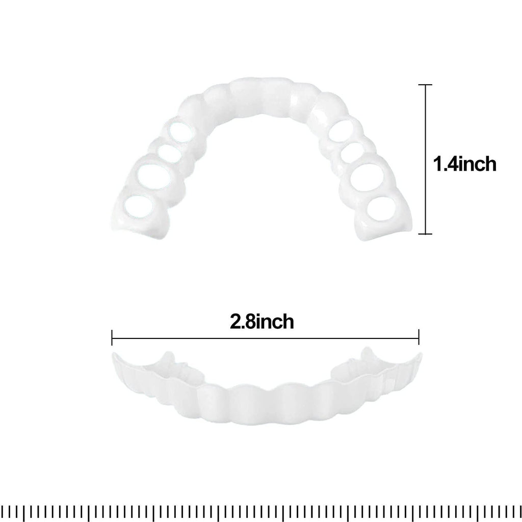 Snap-On Upper and Lower Dental Veneers Set - Reusable Teeth Cover for Adults