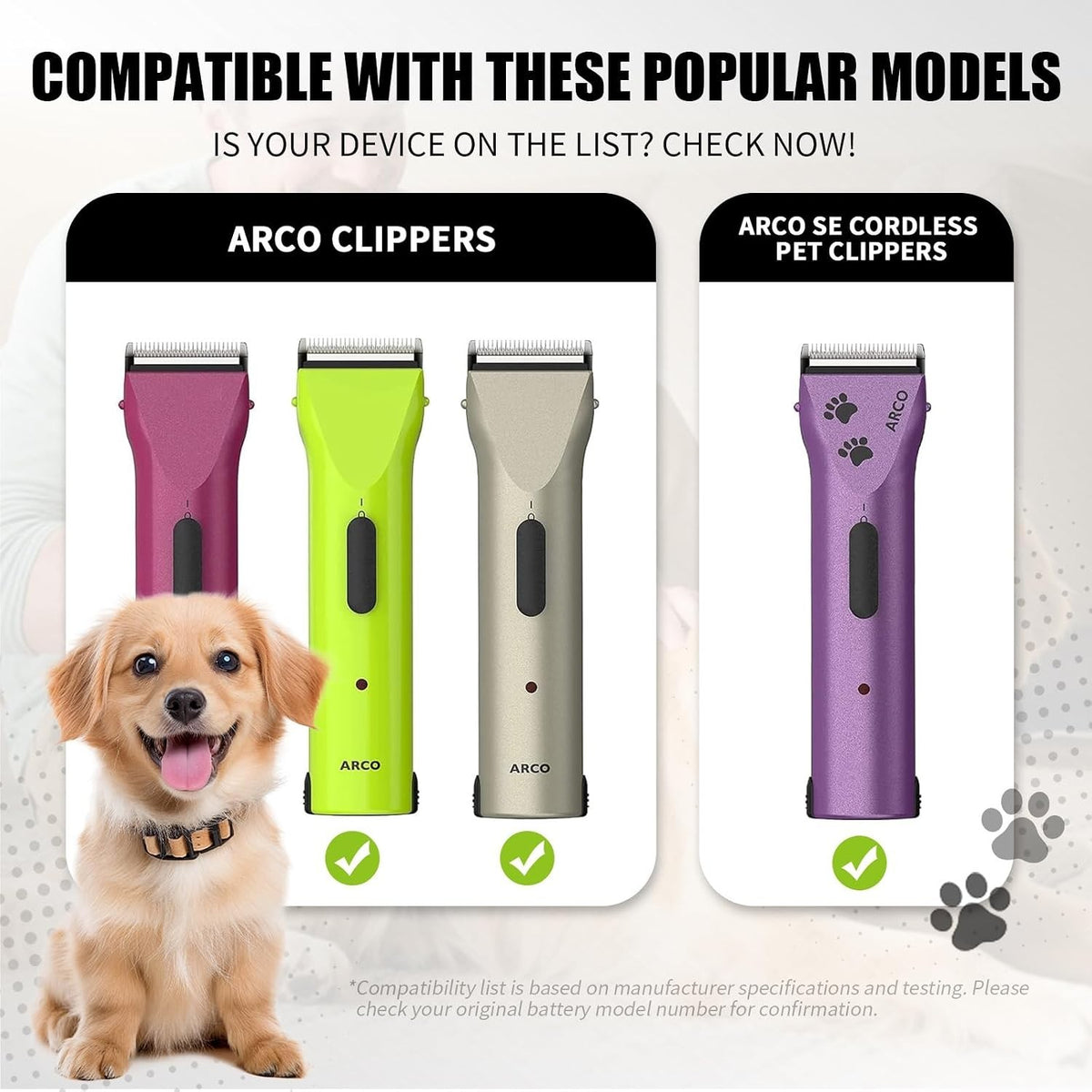 Pet Grooming Replacement Battery for Wahl Arco SE Clippers 3-Pack