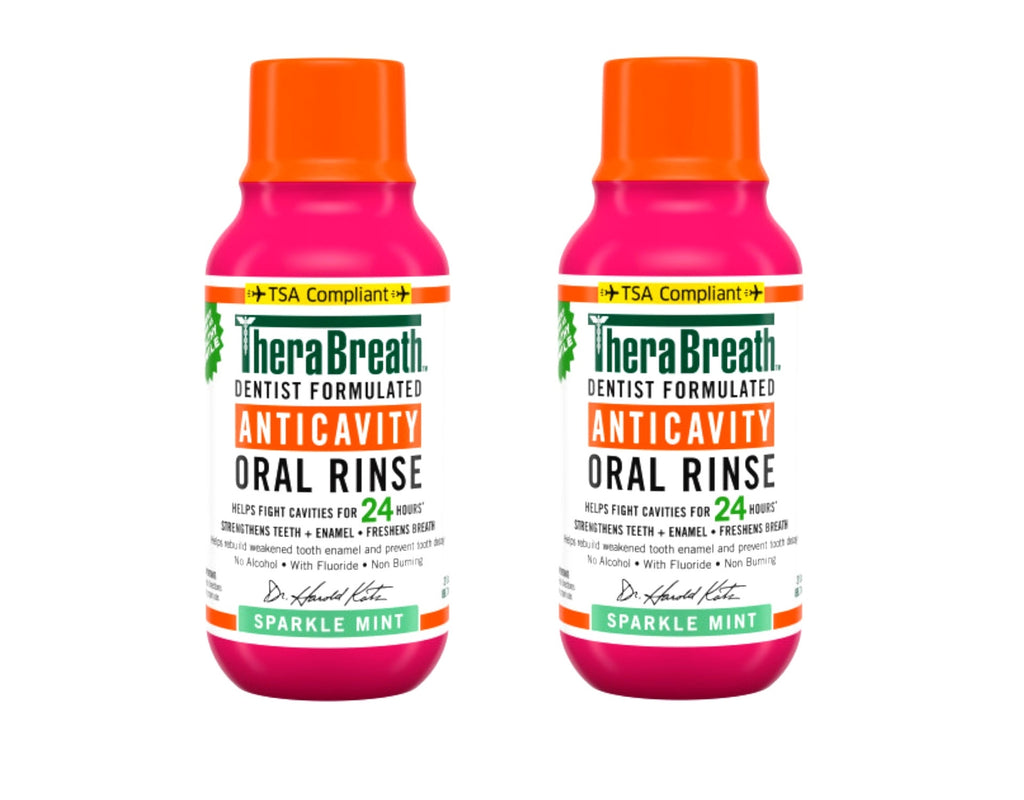 TheraBreath Anticavity Fluoride Mouthwash Travel Size 3 oz 2 Pack - Sparkle Mint