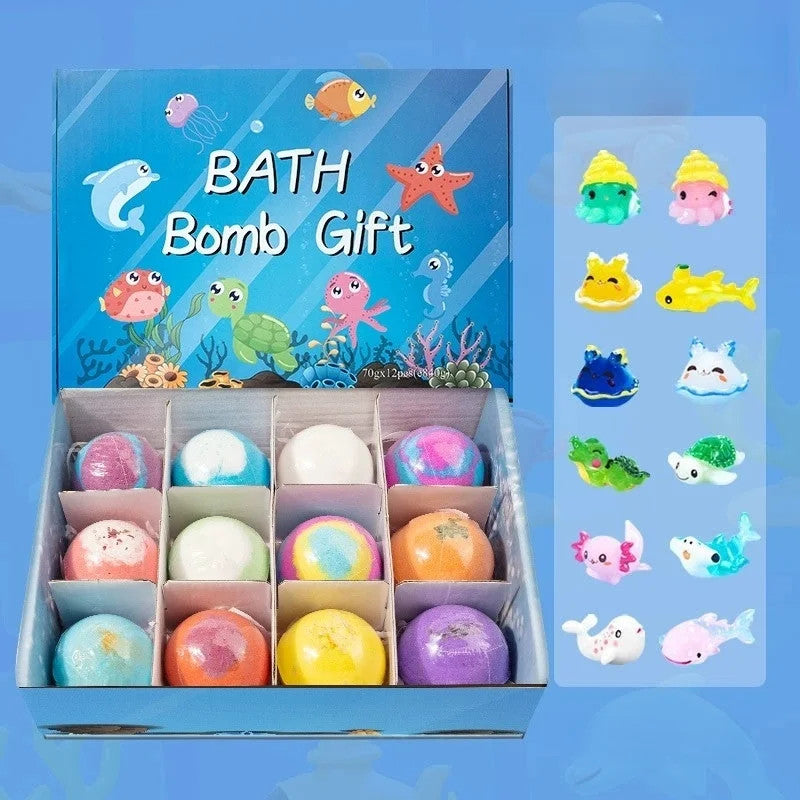 Kids Bath Bomb Set with Surprise Inside - Organic Ocean-Themed Bubble Bath Toys