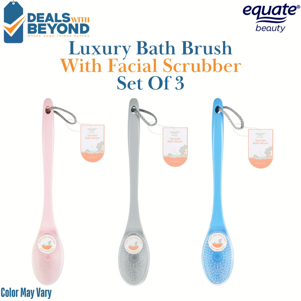 Luxury Bath Brush Set with Long Handle and Silky Bristles – 3 Pack