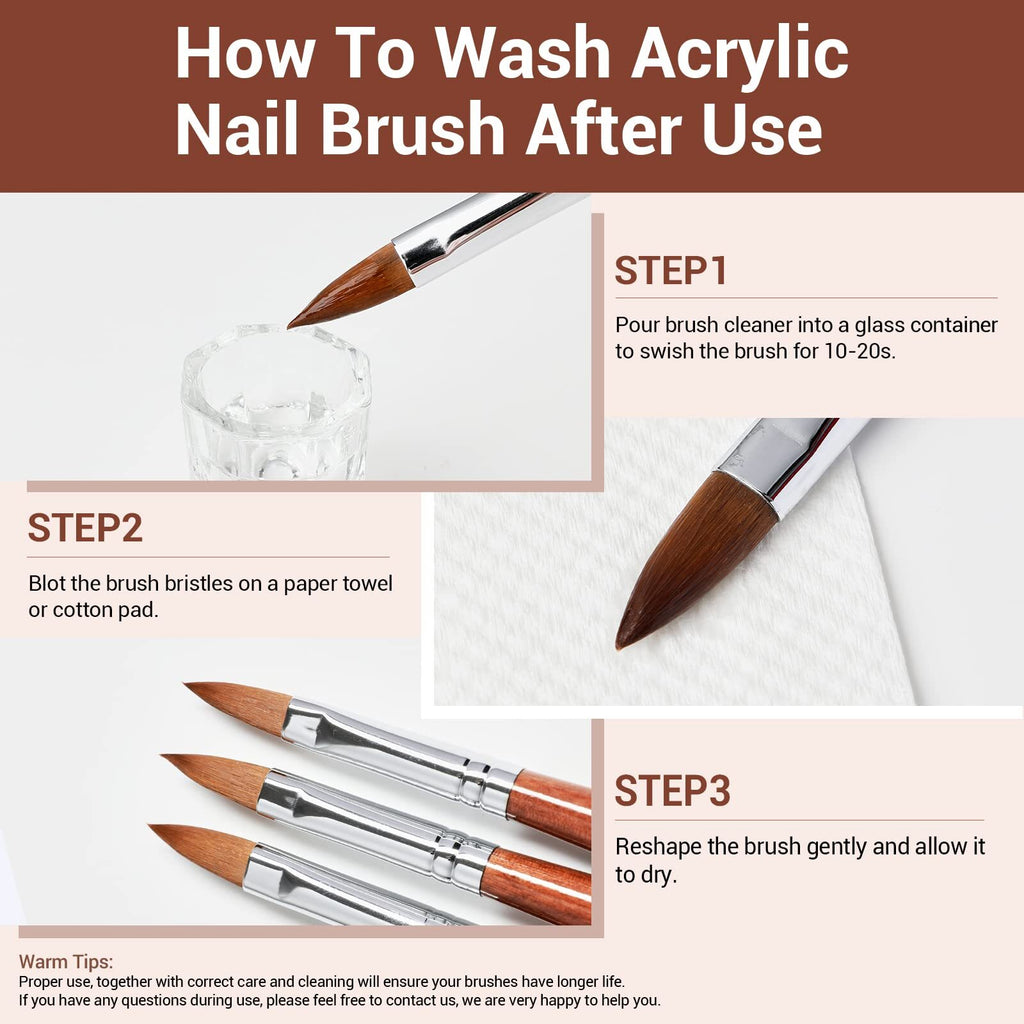 Acrylic Nail Brush with Wooden Handle - Size 8 for Professional & DIY Nail Art