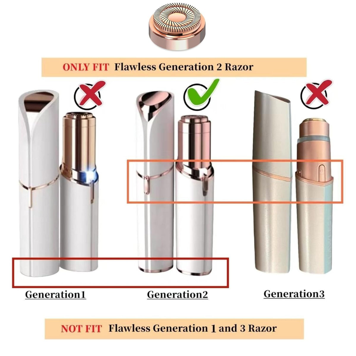 Facial Hair Remover Replacement Heads Gen 2 for Finishing Touch Flawless