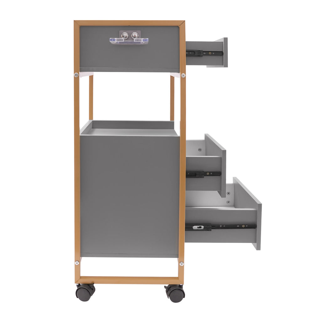 Salon Storage Cart with Wheels - Modern Barber Trolley for Organization