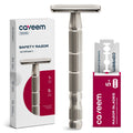 Double Edge Safety Razor with Reusable Handle and Blades - Silver Matte