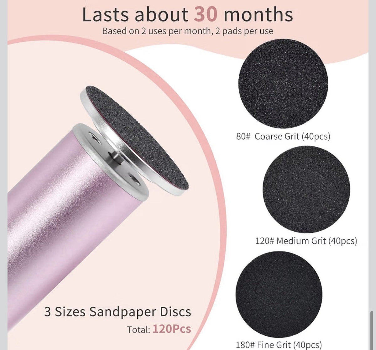 Rechargeable Electric Foot Callus Remover with 3 Sizes - Painless Pedicure Tool