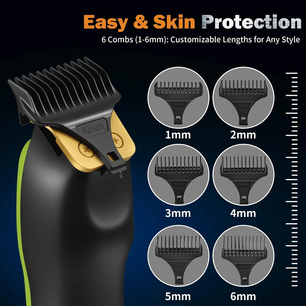 Rechargeable Cordless Beard & Hair Trimmer with LED Display - Men’s Grooming Kit