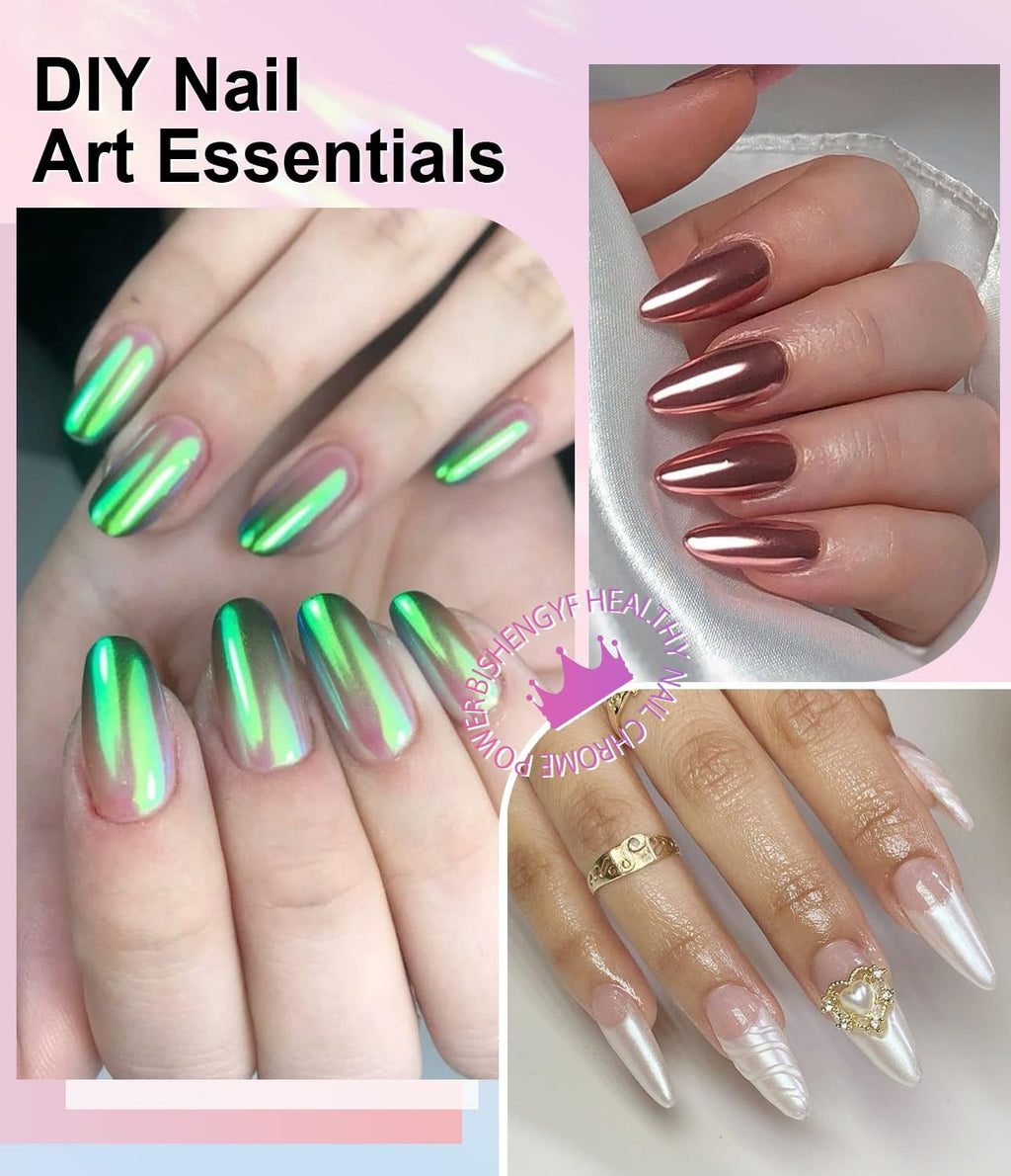 Mirror Effect Chrome Nail Powder Set - 6 Colors for Nail Art & Manicure