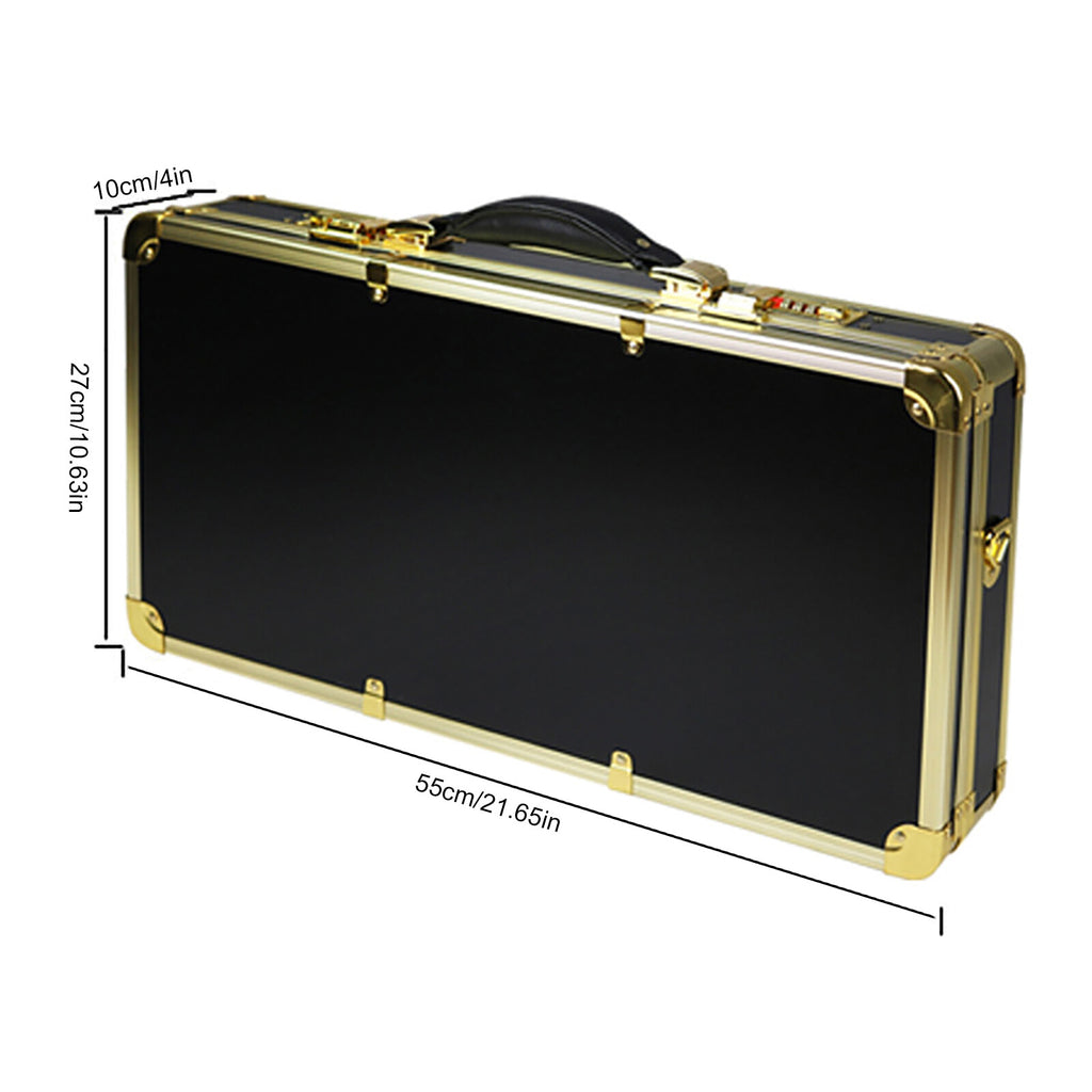 Large Barber Carrying Case with Lock, Gold Finish, Tool Organizer for Clippers & Trimmers
