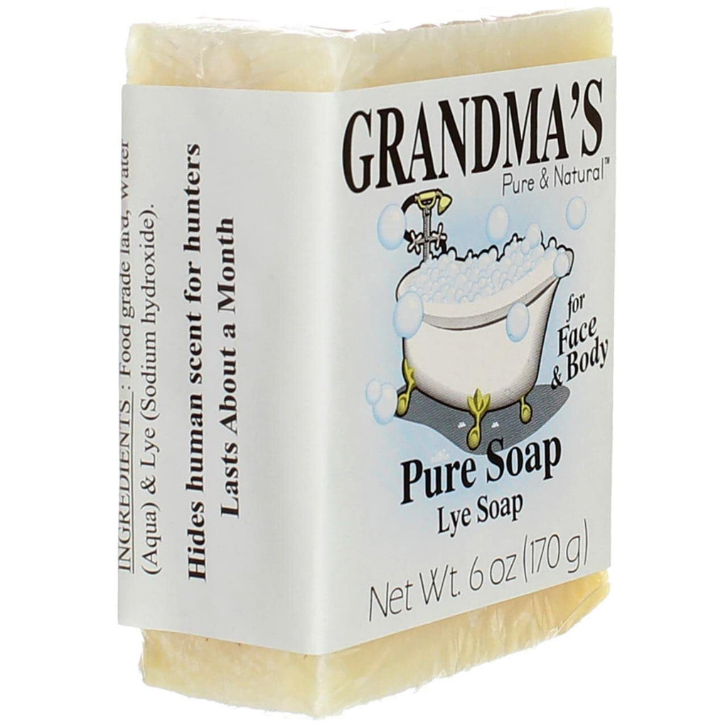 Grandma's Lye Soap - Traditional 6 Oz Hand & Body Bar for Natural Cleaning