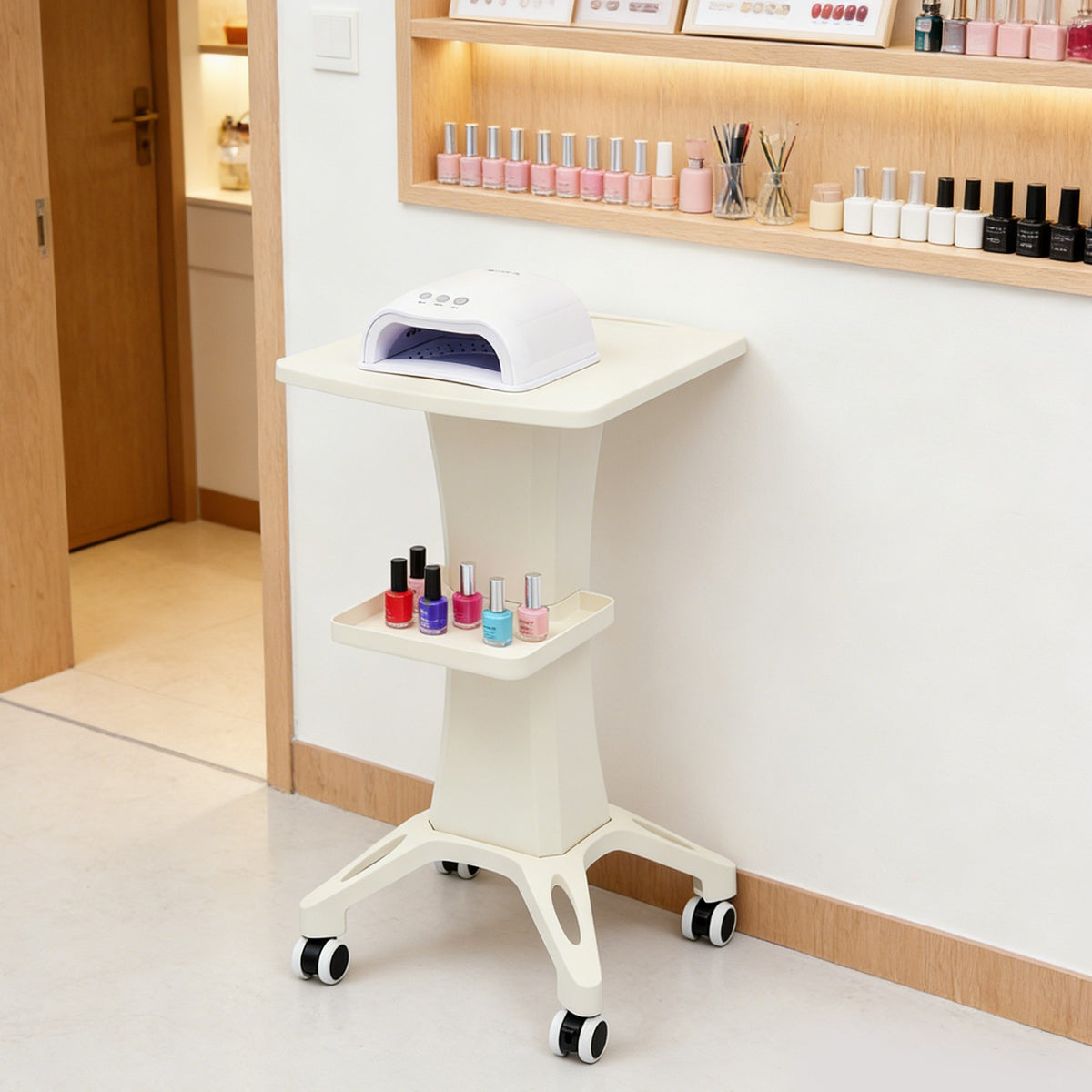Beauty Salon Rolling Cart with 4 Wheels, Floor Standing Instrument Storage
