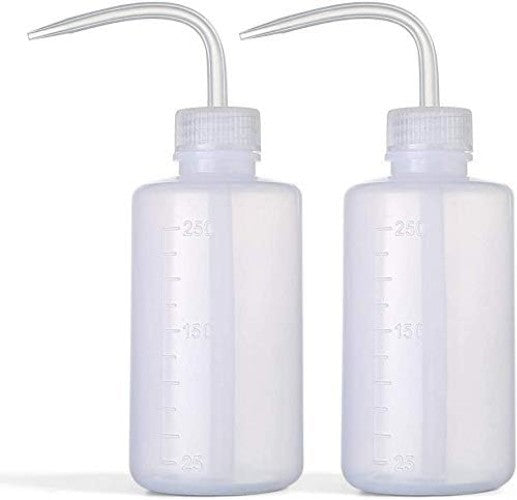 Clear 2x250ml Liquid Squeeze Bottles with Scale for Plants & Lab Use