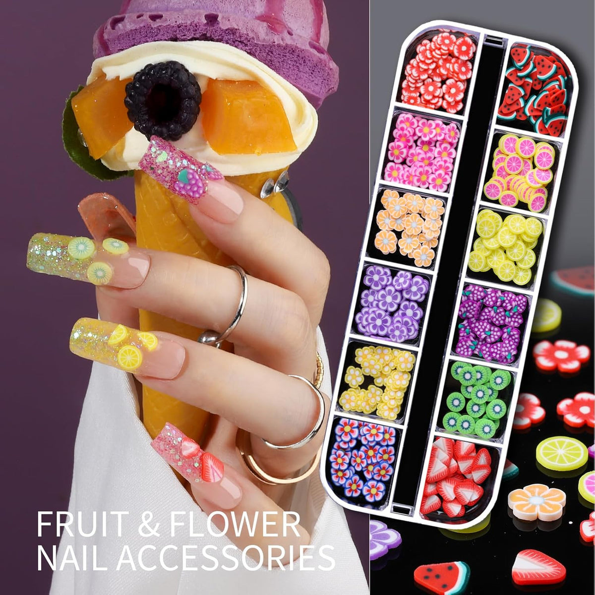 Nail Charms and Gems Set with 3D Nail Art Stickers for DIY & Salon Use