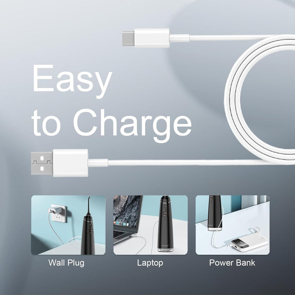 Cordless Water Flosser Dental Irrigator with 4 Modes 280ML Rechargeable