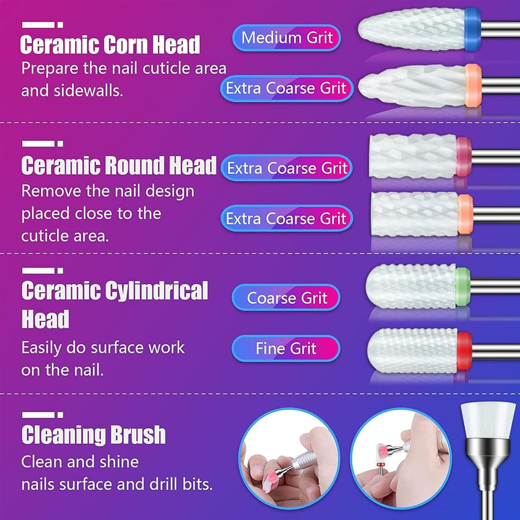Nail Drill Bits Set with Storage Case 30Pcs Professional Manicure Tools