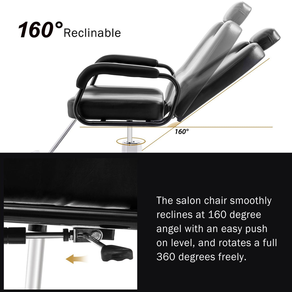 Hydraulic Barber Chair with Footrest for Salon Hair Styling - Heavy Duty Support 400LB