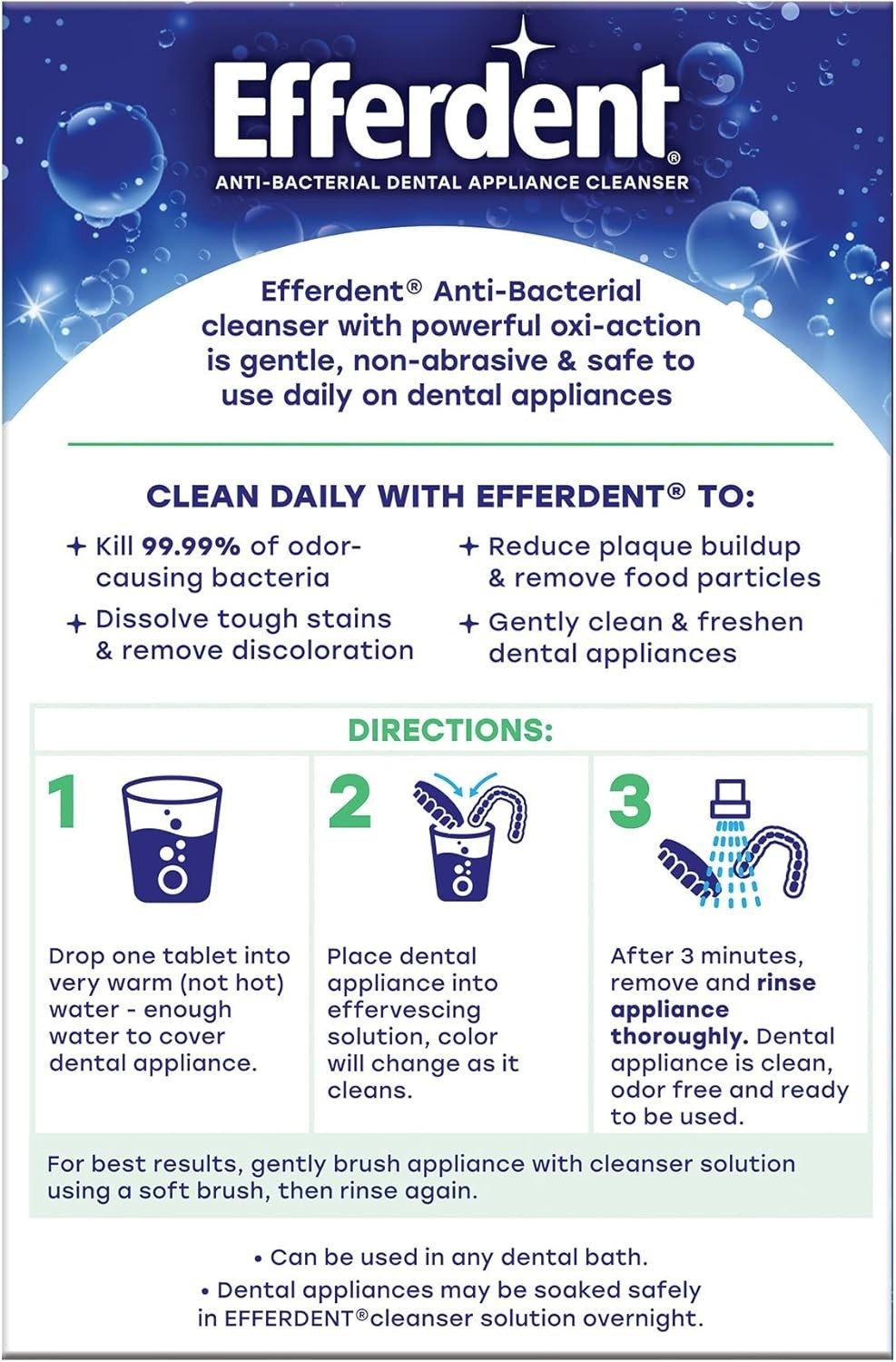 (2 Pack) Efferdent Denture & Retainer Cleaner Tablets - Mint, 126 Count