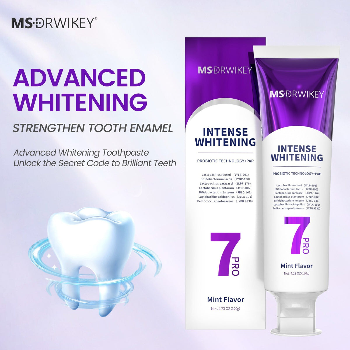 Whitening Toothpaste with 7 Probiotics - Powerful Oral Care, 4.23 oz