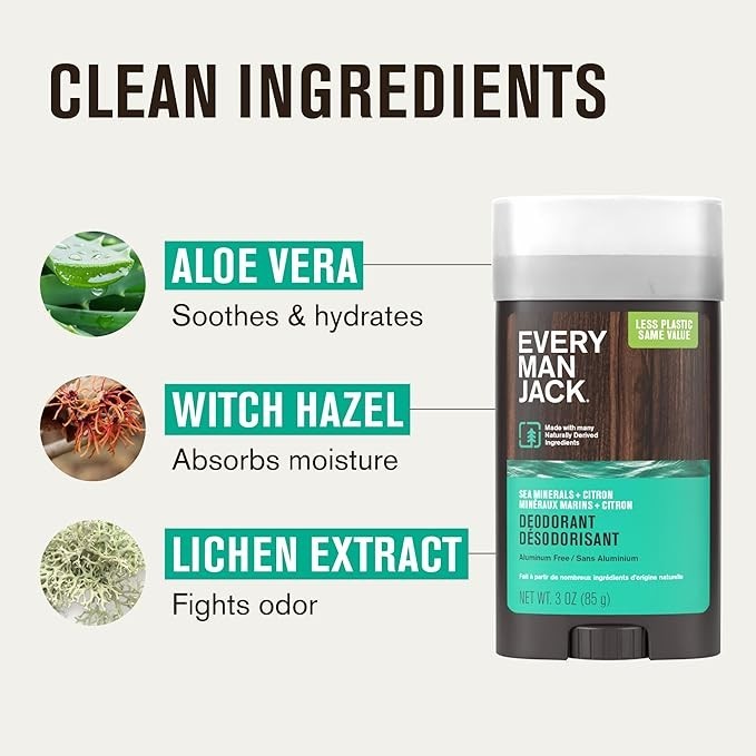 Aluminum-Free Men’s Deodorant with Sea Salt & Citrus - 3 oz