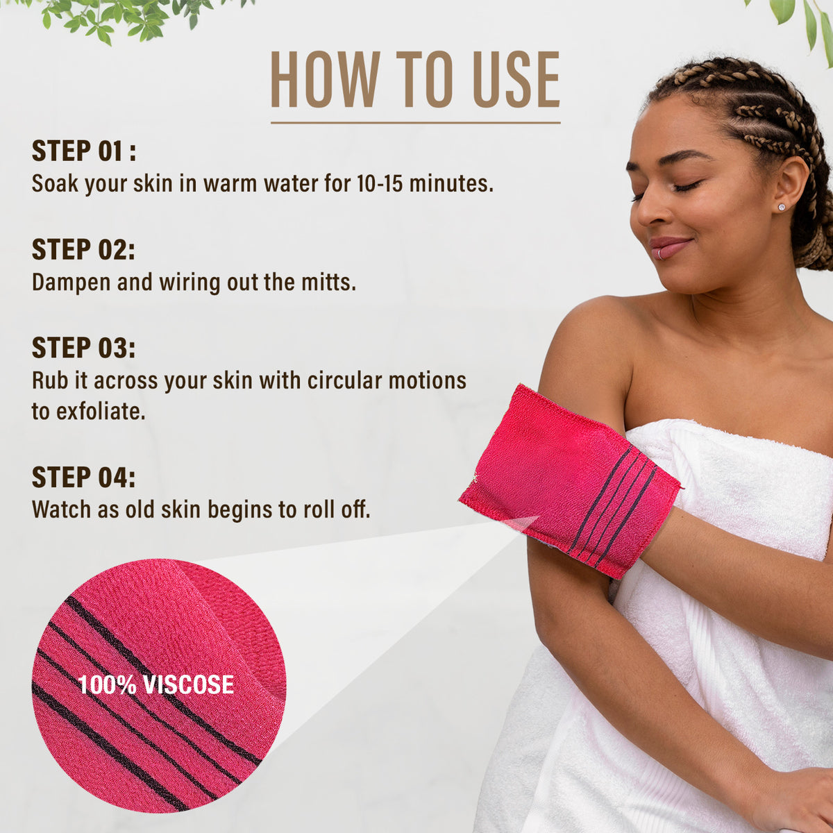 Exfoliating Washcloth Bath Mitt - Pink, 6 Pack Korean Body Scrubber