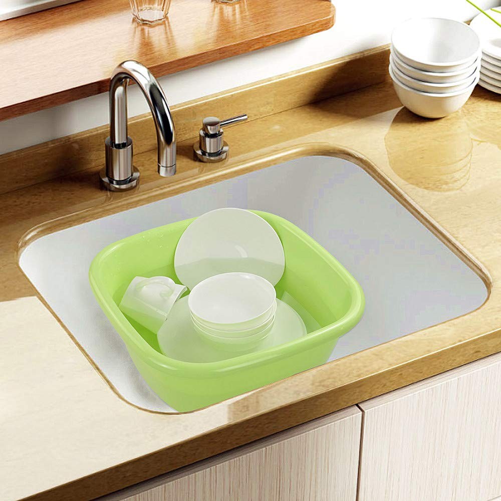 4 Pack 12 Quart Plastic Square Dish Basin Set for Kitchen & Laundry
